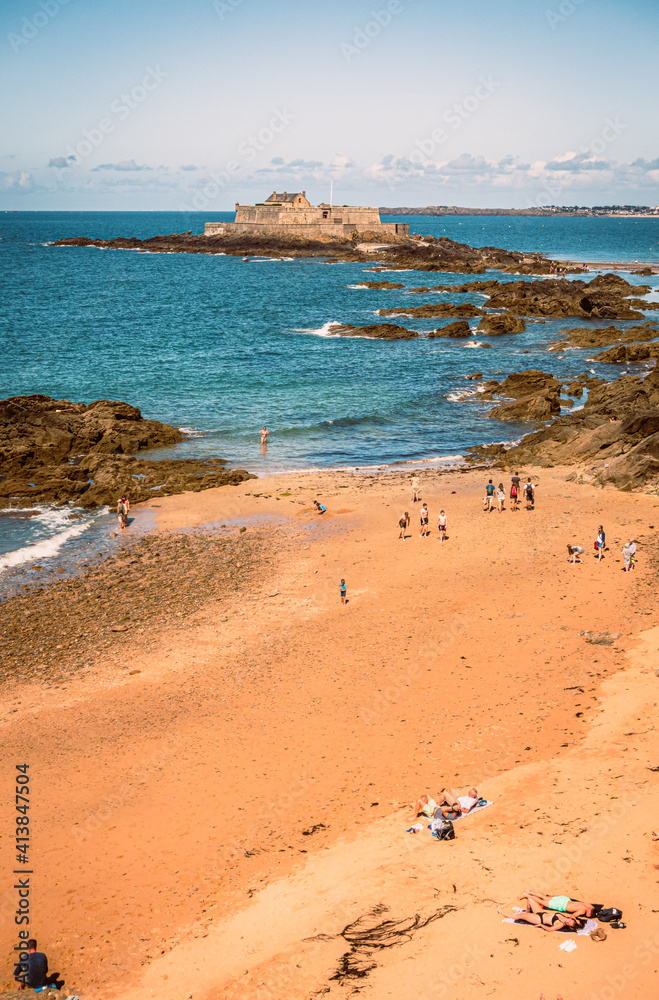 Beach and Fort National fortress in St-Malo Beach and Fort National fortress in St-Malo