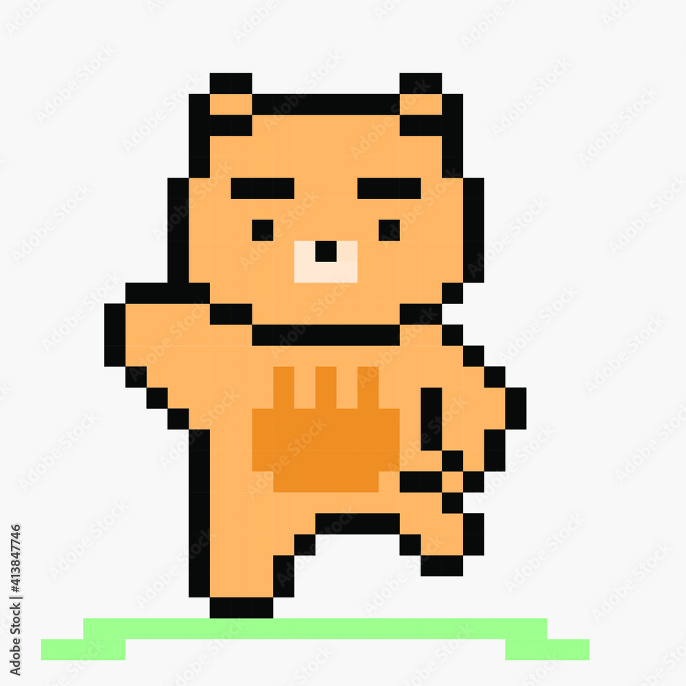 Teddy Bear pixel art on white background, vector Teddy Bear pixel art on white background, vector