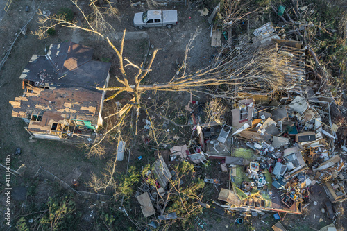 Damage from EF4 Tornado on March 3, 2019 in Smith Station, Alabama