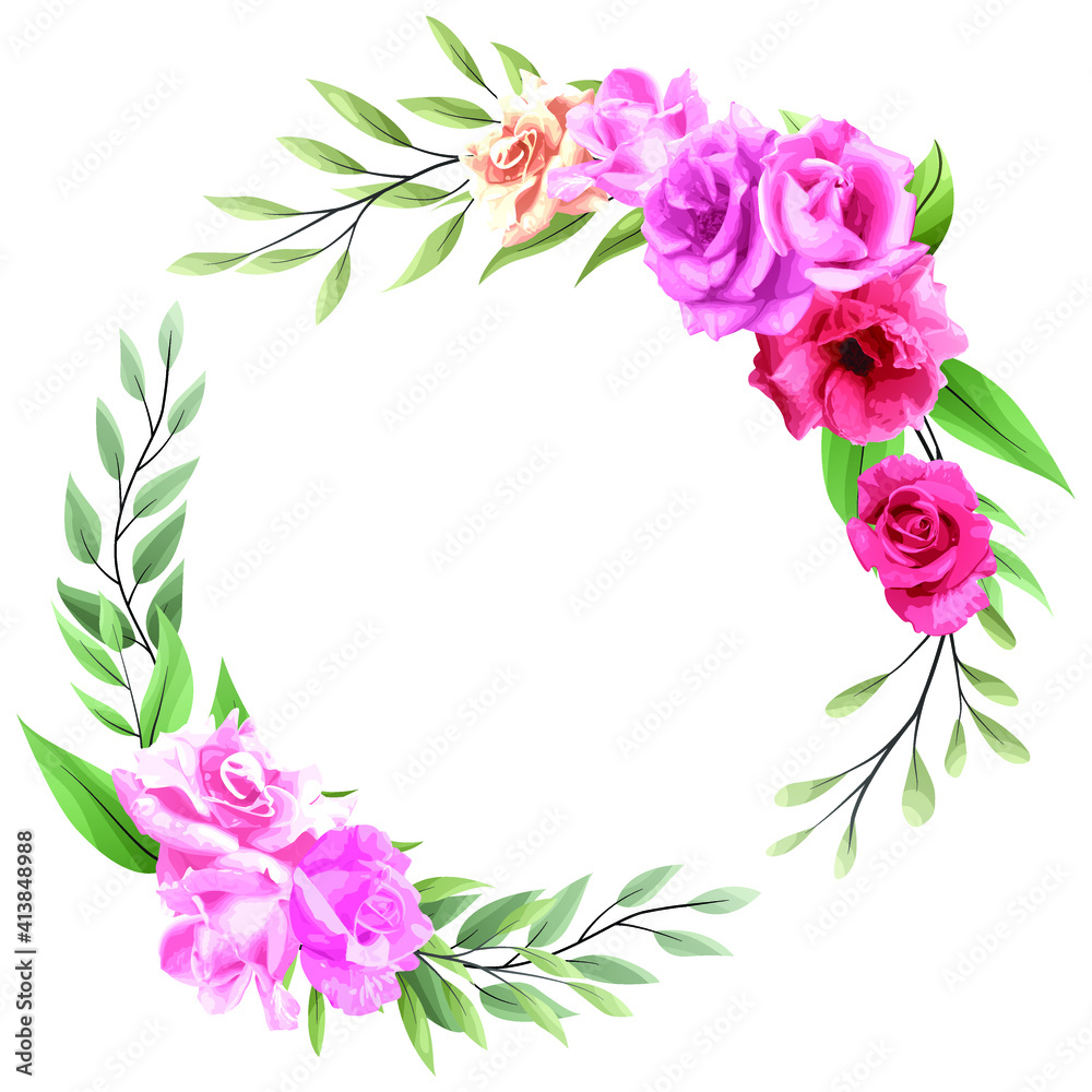 pink rose floral wreath bouquet set