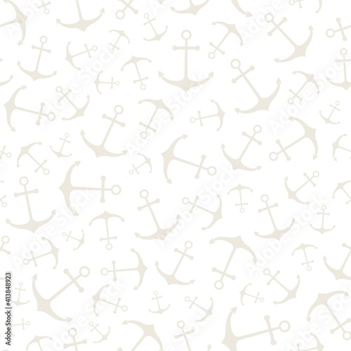 Nautical seamless pattern with ship wheels and anchors