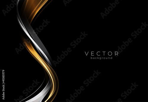 Abstract shiny gold and silver wave design element