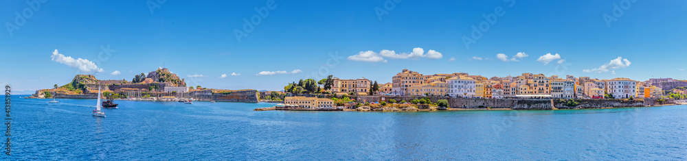 Panoramic view of Kerkyra, capital of Corfu island, Greece.