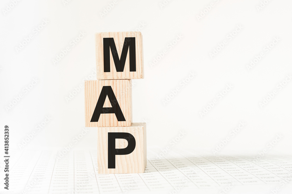 word MAP on wooden blocks. medical concept . the medicine word MAP on wooden blocks. medical concept . the medicine