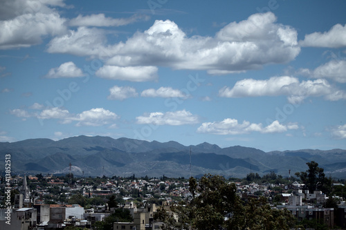 View of Cordoba City skyline with the mountains in the background, Cordoba province, Argentina.