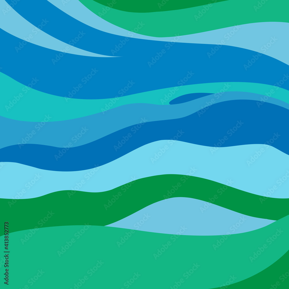 Fototapeta premium Blue abstract waves. Vector illustration, background.