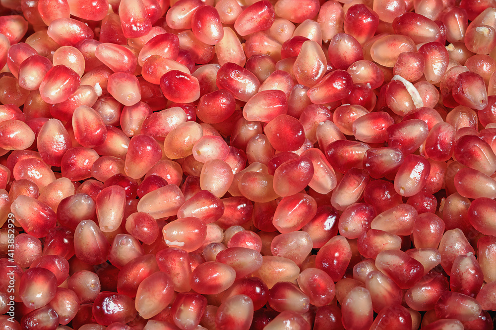 Fresh pomegranate seeds close-up for food background Fresh pomegranate seeds close-up for food background