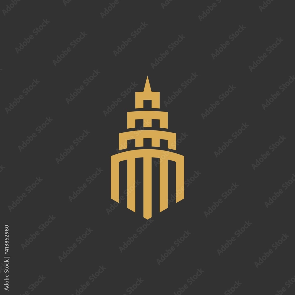 monument with star lines logo vector icon symbol graphic design illustration