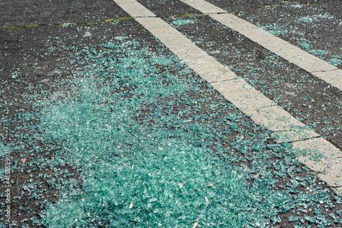 Broken Glass on Ground in Parking Lot