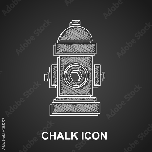 Chalk Fire hydrant icon isolated on black background. Vector.