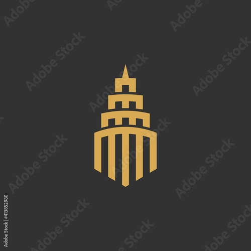 monument with star lines logo vector icon symbol graphic design illustration
