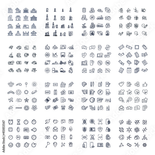 256 modern thin line icons. High quality pictograms. Linear icons set of business  medical  UI and UX  media  money  etc symbol template for graphic and web design collection logo vector illustration