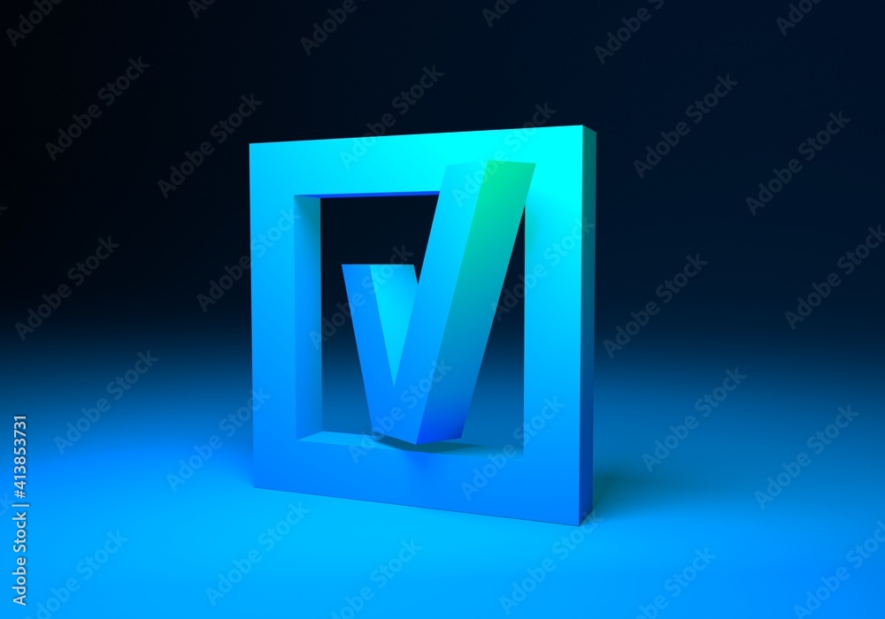 check mark 3d illustration isolated on dark background check mark 3d illustration isolated on dark background