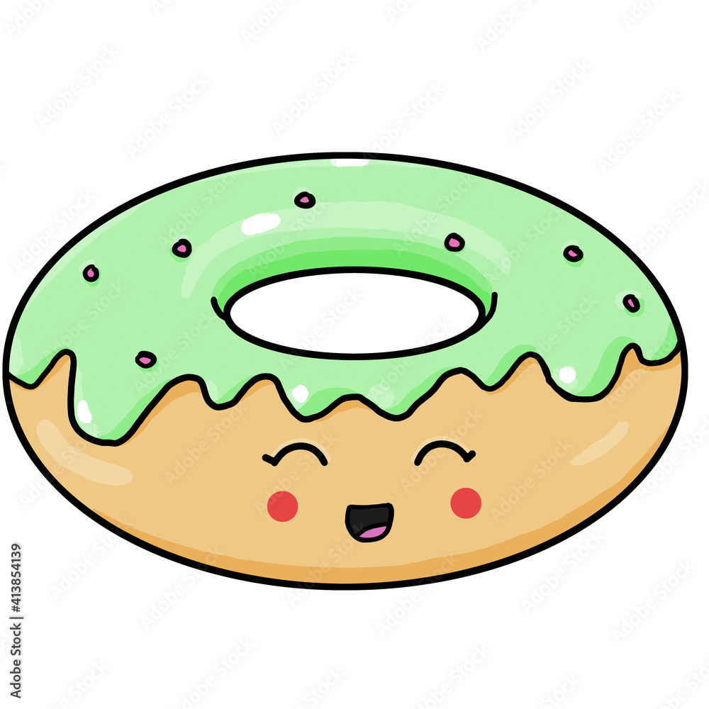 Cartoon Donut Illustration Emoji. Cute sweet cartoon character. Vector illustration isolated on white background Cartoon Donut Illustration Emoji. Cute sweet cartoon character. Vector illustration isolated on white background
