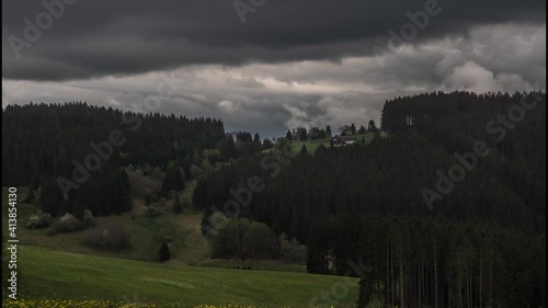 Timelapse, movement of clouds in the black forest