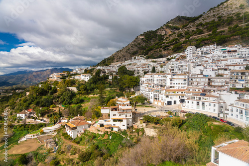 View of the village of Mijas in winter  with houses on a hill photo