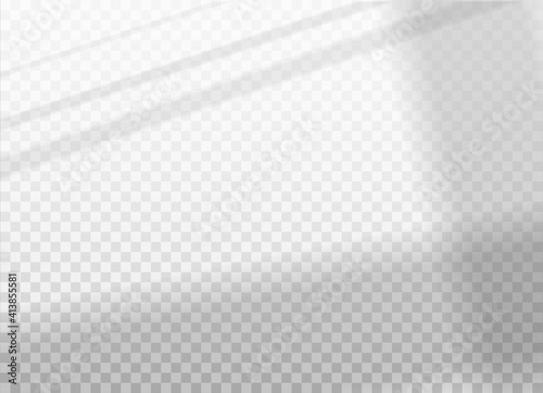 Overlay Shadow from the window on transparent background. Vector realistic elements. Transparent soft effect. Natural lighting silhouette. EPS10.