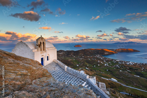 Church in Chora village on Serifos island in Greece. photo