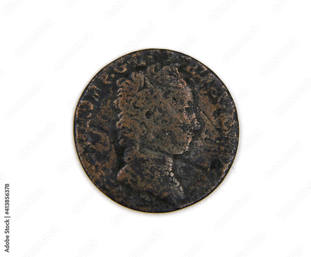 antique austrian copper coin on a white background antique austrian copper coin on a white background