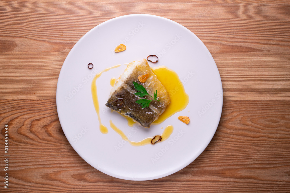 Bacalao al pil pil traditional recipe from Bilbao. Bacalao al pil pil traditional recipe from Bilbao.