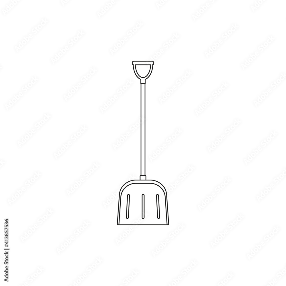 Snow shovel icon. Vector. Line style. Snow shovel icon. Vector. Line style.