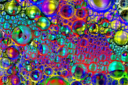Psychedelic bubbles abstract in multicolor