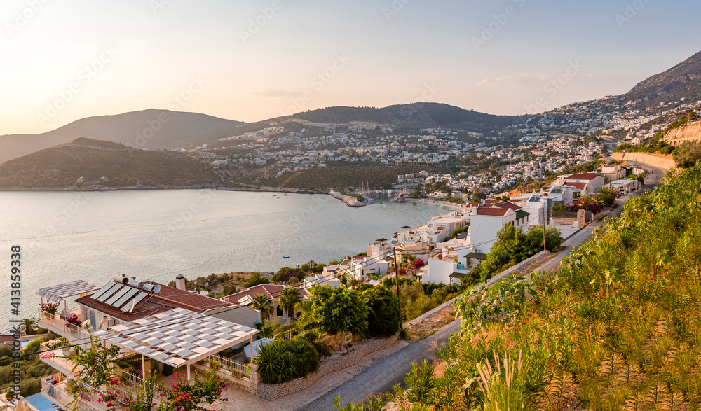 Kalkan Town view from hill in Turkey