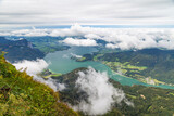 Mondsee lake in Austria as seen from the peak of the Schafberg mountain