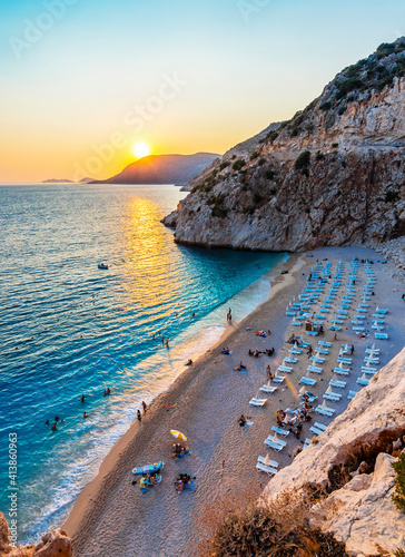 Fototapeta Naklejka Na Ścianę i Meble -  Kaputas Beach view from top. Kaputas beach is on the Turkish Mediterranean coast, and an important tourist destination.