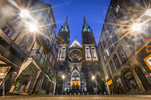 Clermot-Ferrand Cathedral in the night photo