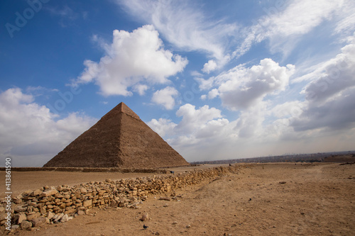 The Pyramid of Khafre, the second largest of the Pyramids of Giza photo