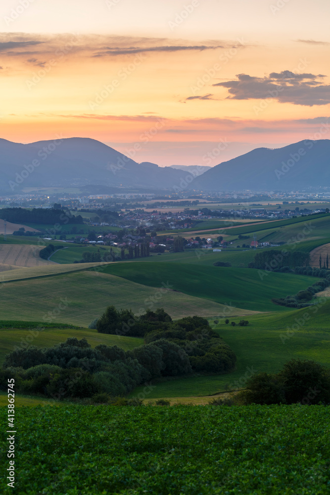Rural landscape with fields and villages in Turiec region, Slovakia. Rural landscape with fields and villages in Turiec region, Slovakia.