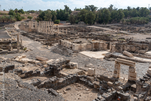 Overview of ruins in Beit She'an National Park in Israel