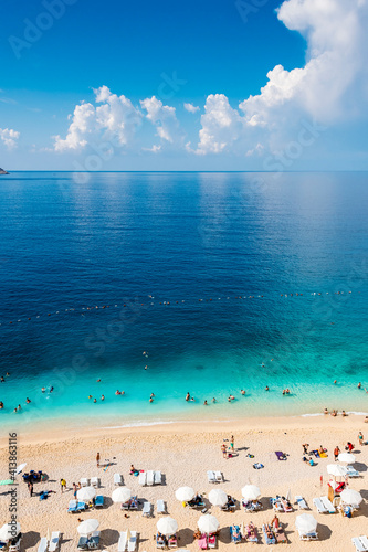 Fototapeta Naklejka Na Ścianę i Meble -  Kaputas Beach view from top. Kaputas beach is on the Turkish Mediterranean coast, and an important tourist destination.