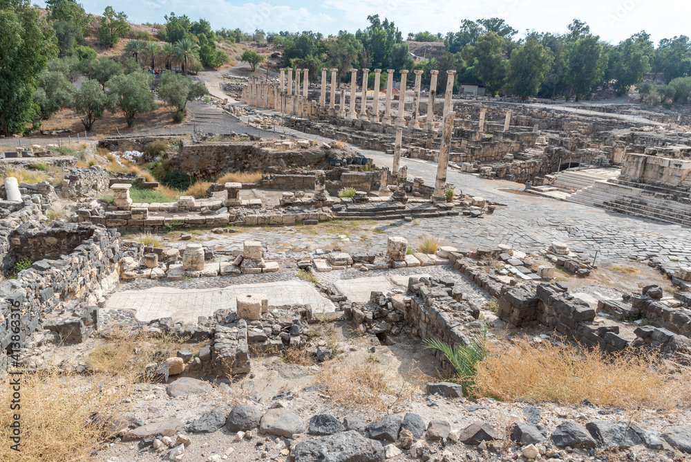 Overview of ruins in Beit She'an National Park in Israel