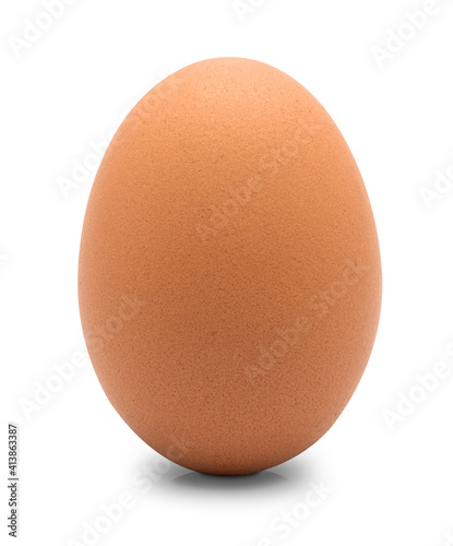 Close up of chicken egg, isolated on white background, high resolution image