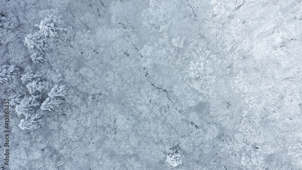 Obraz premium 冬・雪山・ドローン・空撮