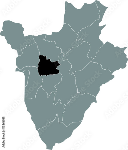 Black location map of the Burundian Muramvya province inside gray map of Burundi