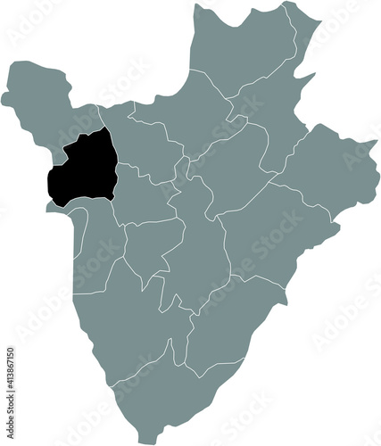 Black location map of the Burundian Bubanza province inside gray map of Burundi