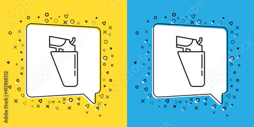 Set line Revolver gun in holster icon isolated on yellow and blue background. Vector.