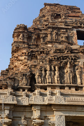 Ancient city architecture. Hampi Archeological Ruins.  India, Karnataka, Hampi city. Date: 10th February 2020