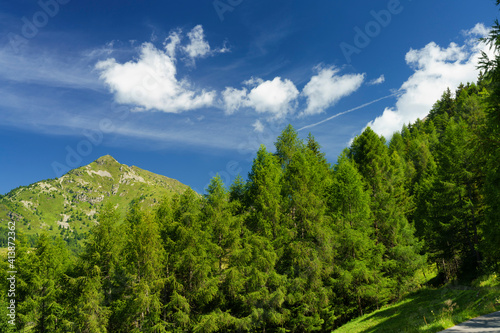 Mountain landscape at summer along the road to Mortirolo pass