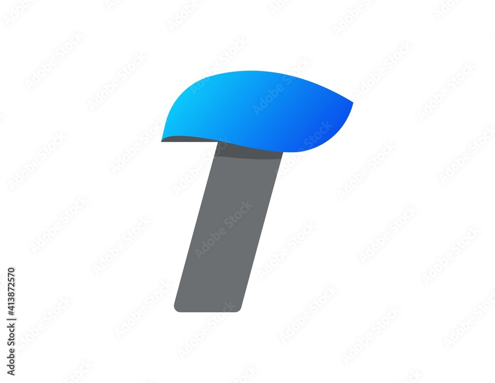T letter aqua font, blue water drop design