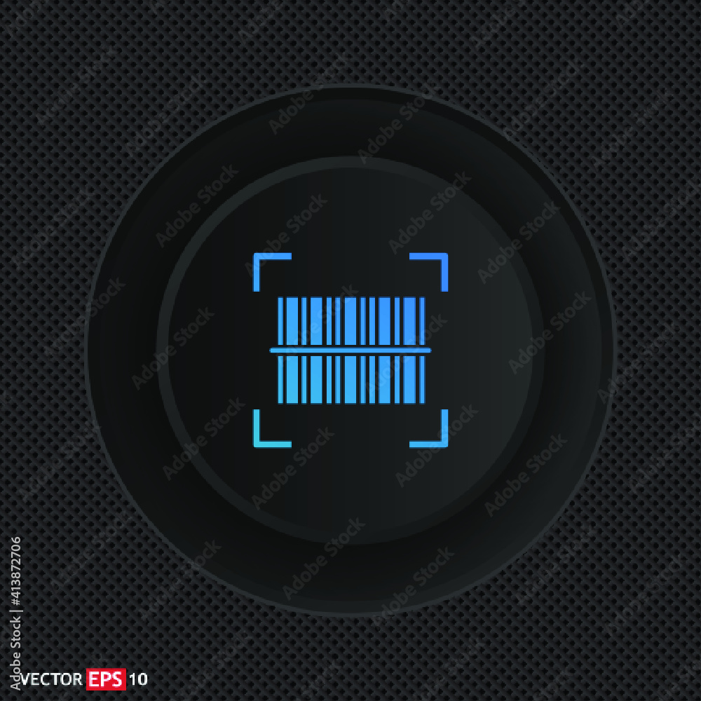Barcode scanner sign. Single line icon on black background Barcode scanner sign. Single line icon on black background