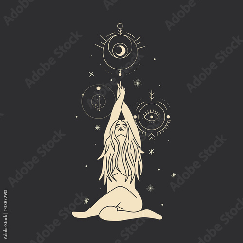 Vintage retro engraving style. the image of an animal in one line. Vector graphics