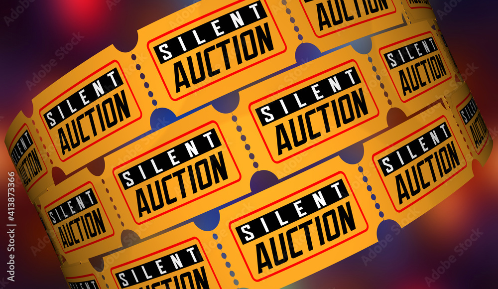 Silent Auction Tickets Win Prizes Raise Money for Charity Fund Raiser 3d Illustration