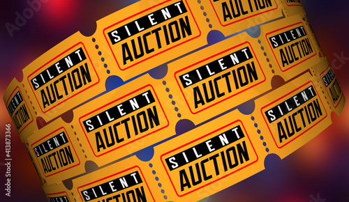 фотографія Silent Auction Tickets Win Prizes Raise Money for Charity Fund Raiser 3d Illustr