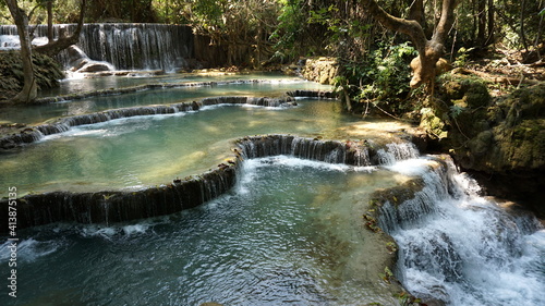 the Tat Kuang Si Waterfalls in Luang Prabang, Laos, February