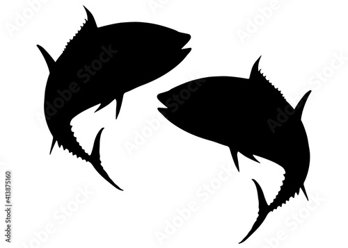 Jumping tuna fish. Vector image.