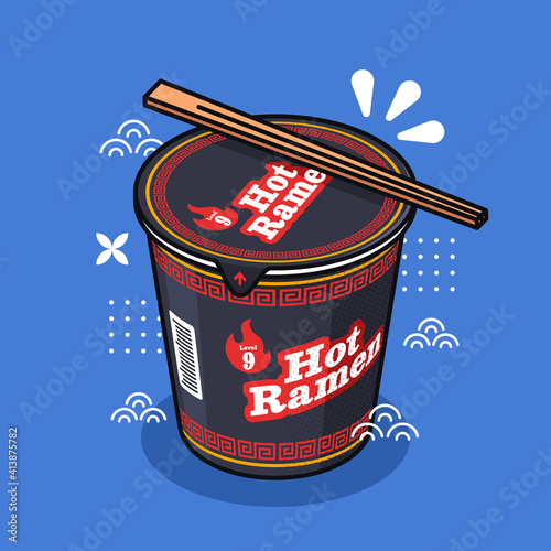 cute japanese spicy instant cup ramen noodle (ID: 413875782)